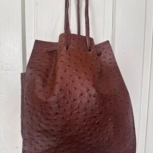Vintage Ostrich Leather Bucket Bag